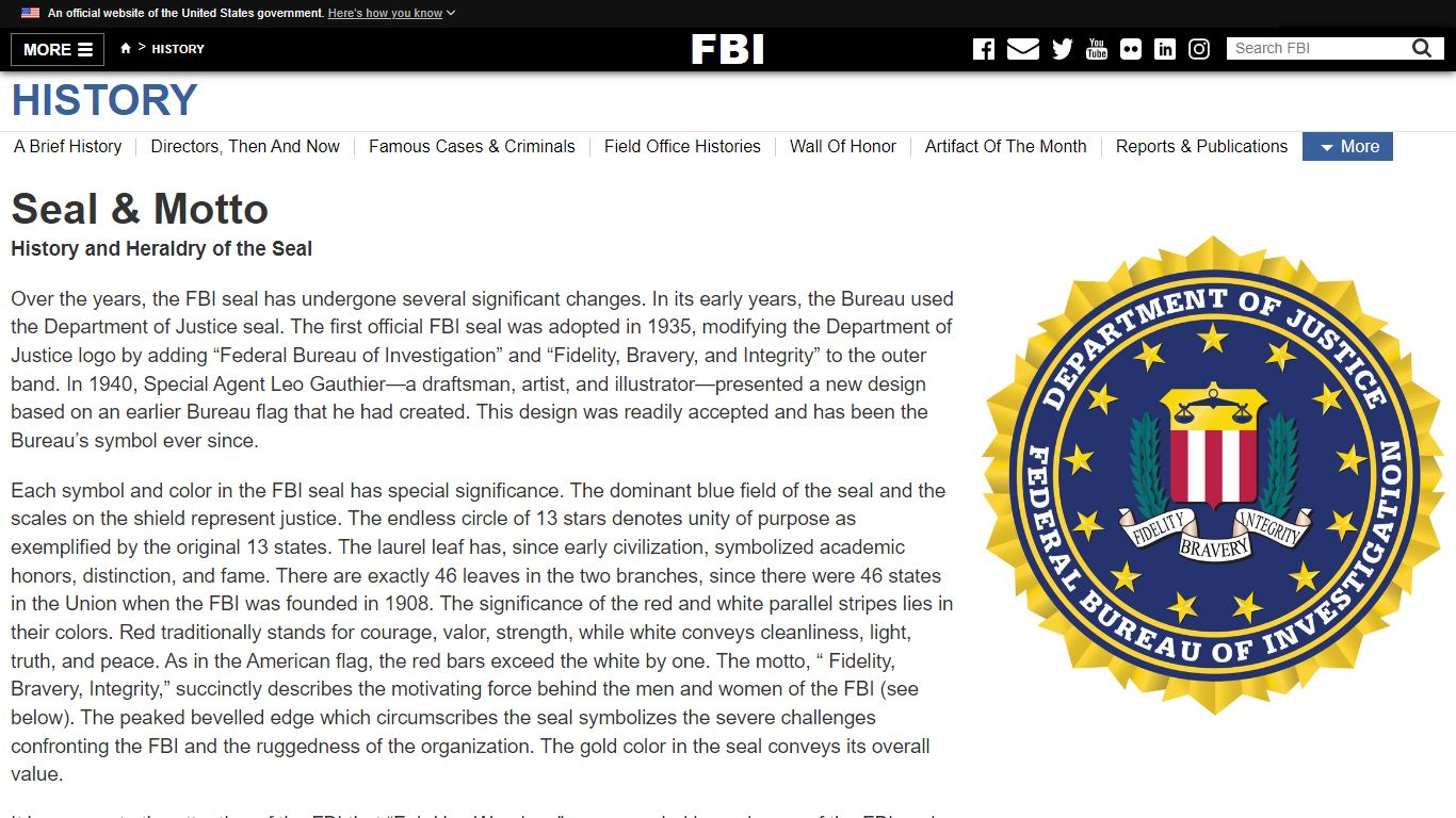 Seal & Motto — FBI - Federal Bureau of Investigation