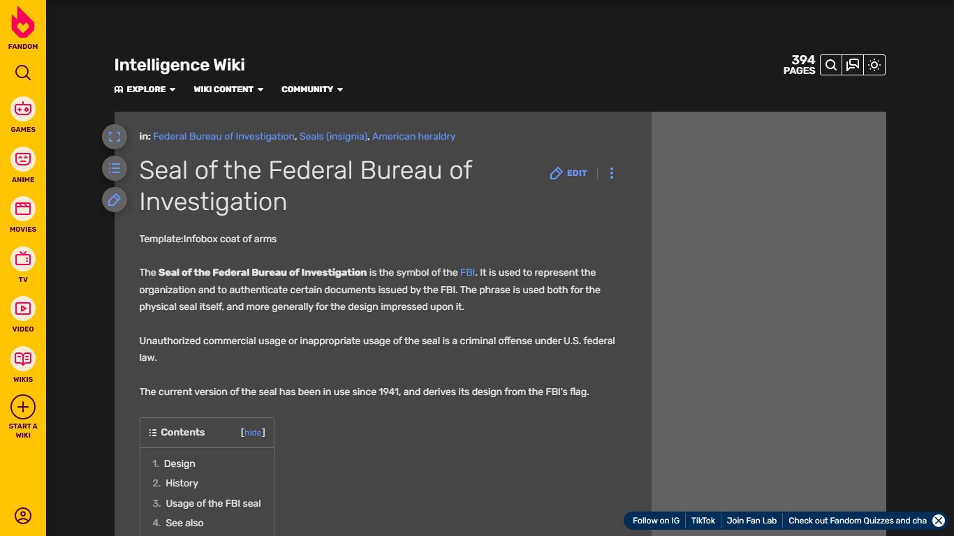 Seal of the Federal Bureau of Investigation | Intelligence Wiki | Fandom