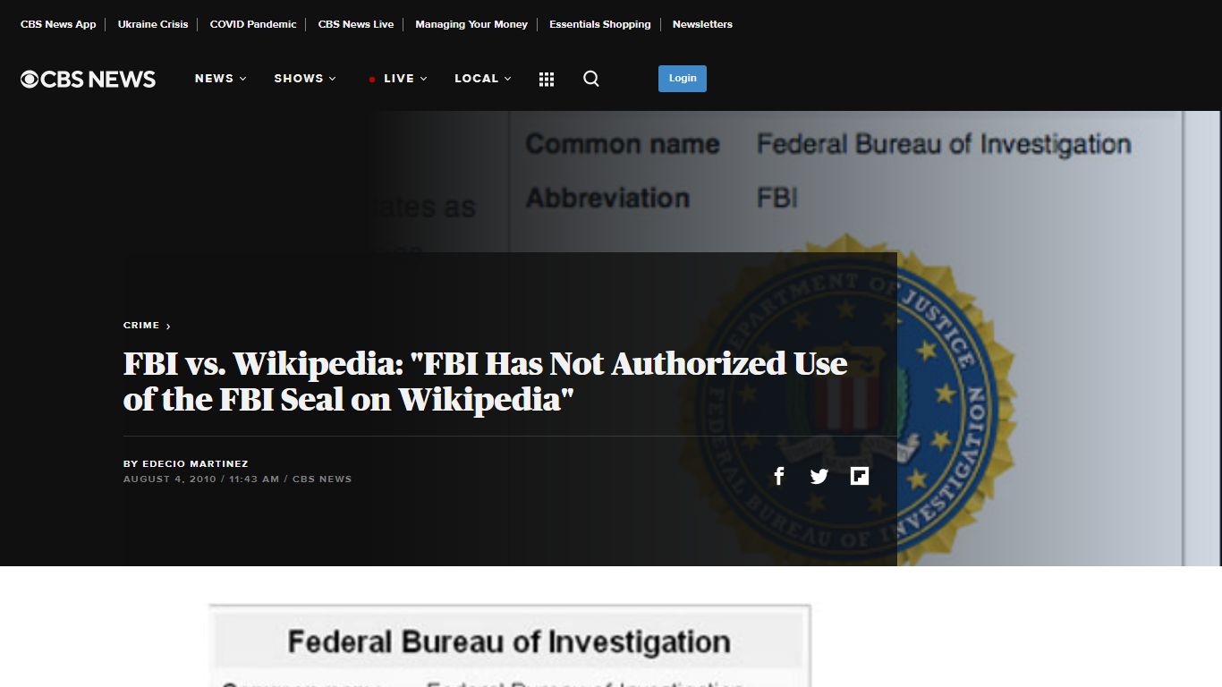 FBI vs. Wikipedia: "FBI Has Not Authorized Use of the FBI Seal on ...